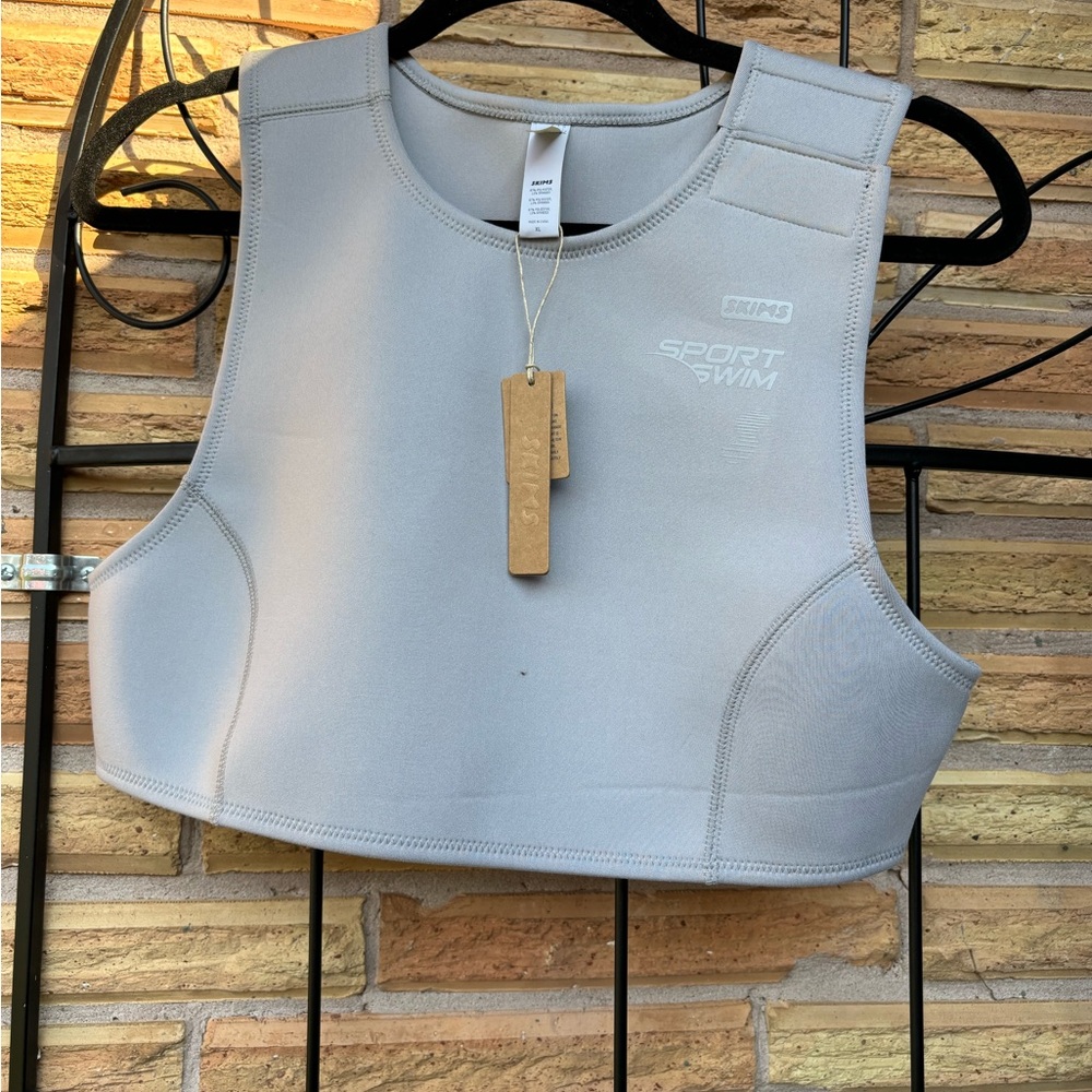 SKIMS Chrome scuba swim high neck Bikini top NWT